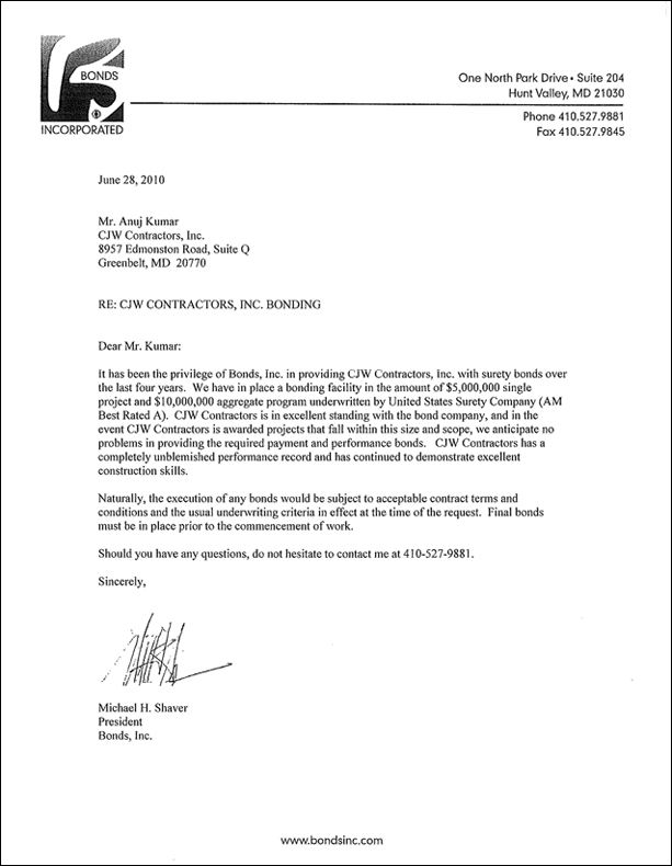 Bond letter